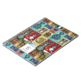 Kute Animal Collage Folk Art Design Notitieboek (Linkerzijde)