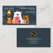 Kute Animal Familie die Blauwe Tuin Sitter speelt Visitekaartje (Voorkant / Achterkant)