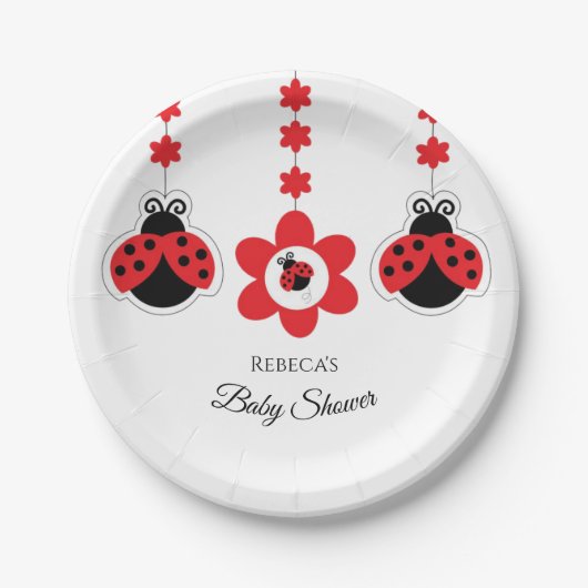 Kute animal ladybug Baby shower paper bord (Voorkant)