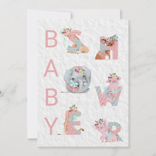 *~* Kute Animal Letters Baby shower Invitation Kaart (Voorkant)