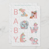 *~* Kute Animal Letters Baby shower Invitation Kaart (Voorkant / Achterkant)