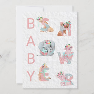 *~* Kute Animal Letters Baby shower Invitation Kaart