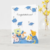 Kute animal petten afstuderen aanpasbare kaart (Gele Bloem)