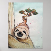 Kute Animal Sloth met Bonsai Tree house Poster (Voorkant)