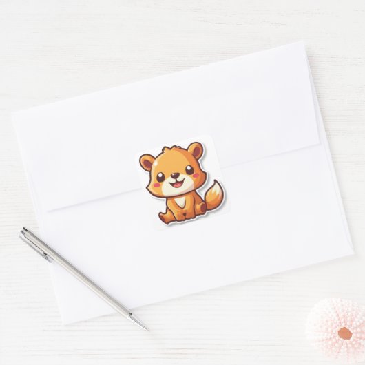 Kute Animal Vierkante Sticker (Envelop)