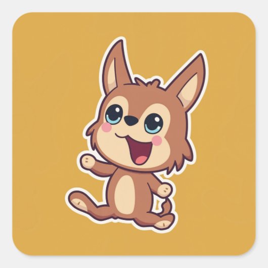 Kute Animal Vierkante Sticker (Voorkant)