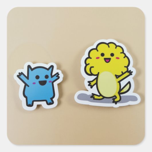 Kute Animal Vierkante Sticker (Voorkant)