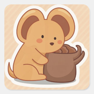 Kute Animal Vierkante Sticker