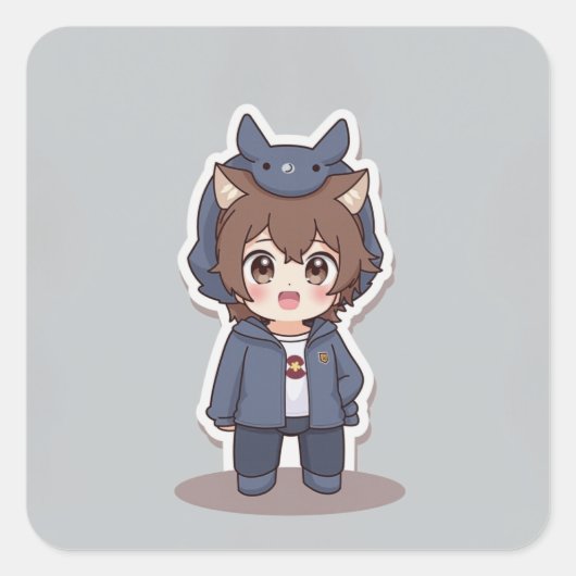 Kute Animal Vierkante Sticker (Voorkant)