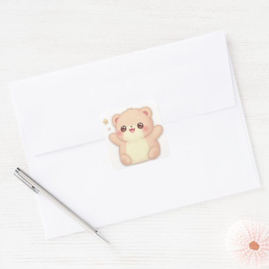 Kute Animal Vierkante Sticker (Envelop)