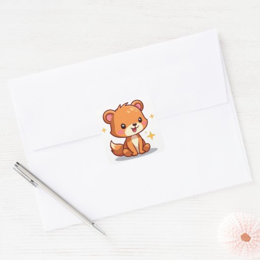 Kute Animal Vierkante Sticker (Envelop)