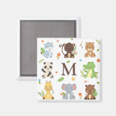 Kute Animal Zoo Wildlife Kinder Initiaal Magneet (Voorkant / Achterkant)