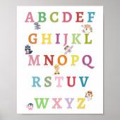 Kute Animals Alphabet Baby Nursery Poster (Voorkant)
