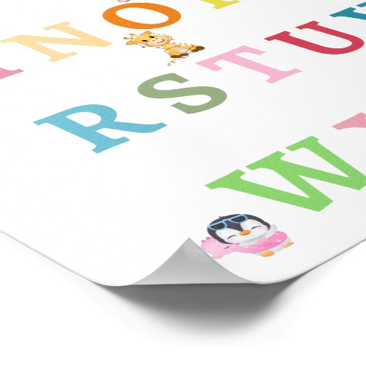 Kute Animals Alphabet Baby Nursery Poster (Hoek)