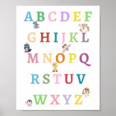 Kute Animals Alphabet Baby Nursery Poster (Voorkant)