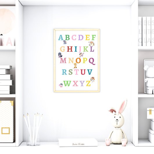 Kute Animals Alphabet Baby Nursery Poster