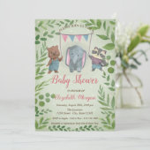 Kute Animals, Blauwe Stippen Baby shower Kaart (Staand voorkant)