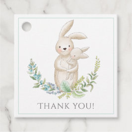 Kute Animals Bunny Personalized Green Baby shower Bedankjes Labels