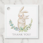 Kute Animals Bunny Personalized Green Baby shower Bedankjes Labels (Voorkant)