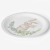 Kute Animals Bunny Personalized Green Baby shower Papieren Bordje (Gekanteld)