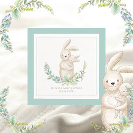 Kute Animals Bunny Personalized Green Baby shower Servet