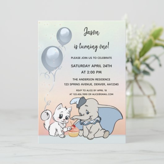 Kute Animals First Birthday Invitation Kaart (Staand voorkant)