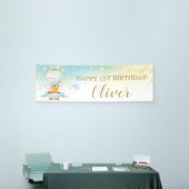 Kute Animals Hot Air Ballon Birthday Backdrop Spandoek (Beurs)