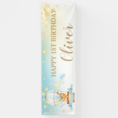 Kute Animals Hot Air Ballon Birthday Backdrop Spandoek (Verticaal)