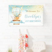 Kute Animals Hot Air Ballon Birthday Backdrop Spandoek (Insitu)