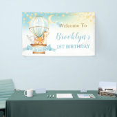 Kute Animals Hot Air Ballon Birthday Backdrop Spandoek (Beurs)