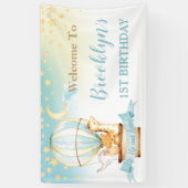 Kute Animals Hot Air Ballon Birthday Backdrop Spandoek (Verticaal)