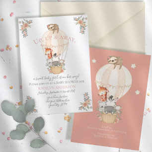 Kute Animals Hot Air Ballon Giraffe Zebra Kaart