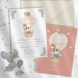 Kute Animals Hot Air Ballon Giraffe Zebra Kaart