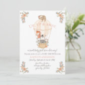 Kute Animals Hot Air Ballon Giraffe Zebra Kaart (Staand voorkant)