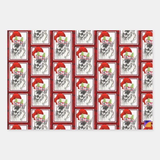 Kute Animals kerstcadeauset Panda, Honden Inpakpapier Vel (Voorkant 3)