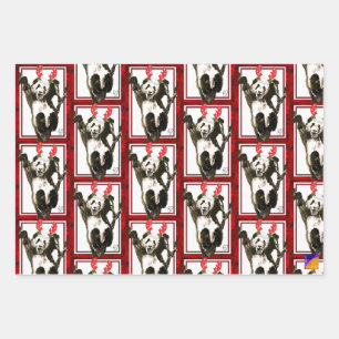Kute Animals kerstcadeauset Panda, Honden Inpakpapier Vel
