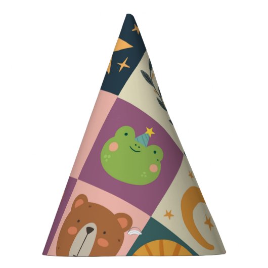 Kute animals patchwork colorful feesthoedjes (Rechts)