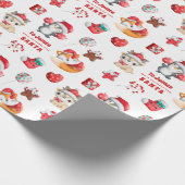 Kute Animals Pattern-ondernaam van Santa Cadeaupapier (Hoek)