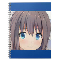 Kute anime meisje bruin haar blauwe ogen manga kat