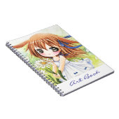 Kute anime meisje met madeliefje - Laptop Notitieboek (Rechterzijde)