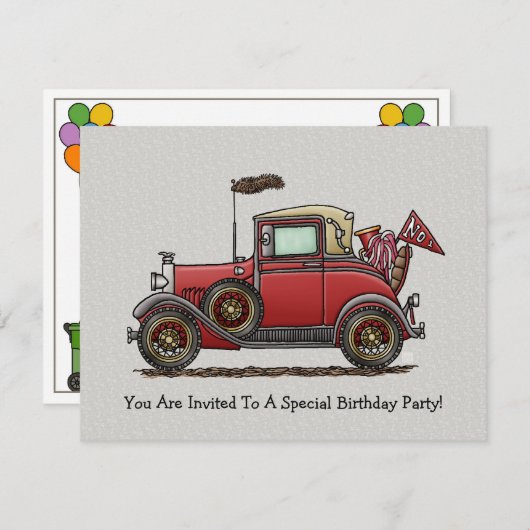 Kute Antiek auto Kaart (Voorkant / Achterkant)