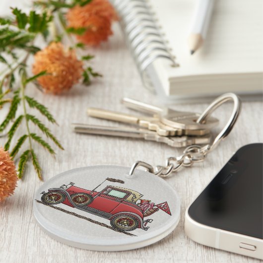 Kute Antiek auto Sleutelhanger (Voorkant Rechts)