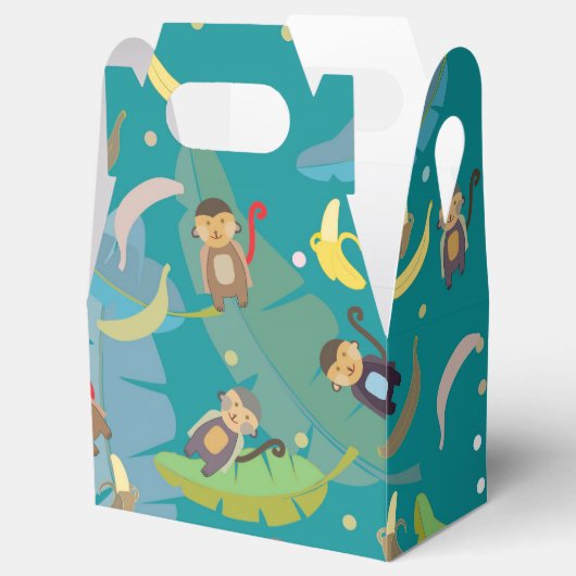 Kute apen en Bananen in het boompatroonpatroon Bedankdoosjes (Geopend)