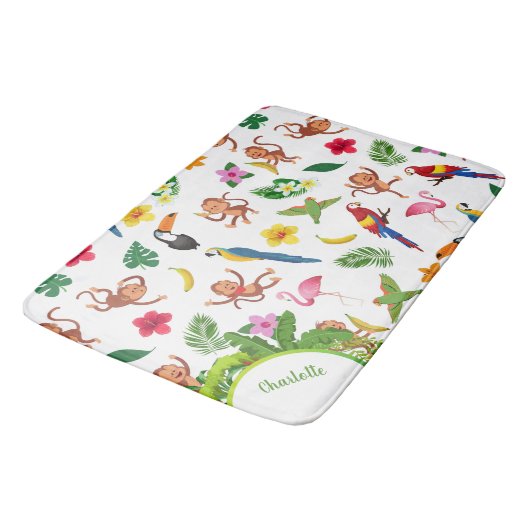 Kute apen en bananen in het Oerwoud Pattern Badmat (Gekanteld)