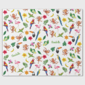 Kute apen en bananen in het Oerwoud Pattern Cadeaupapier (Vlak)