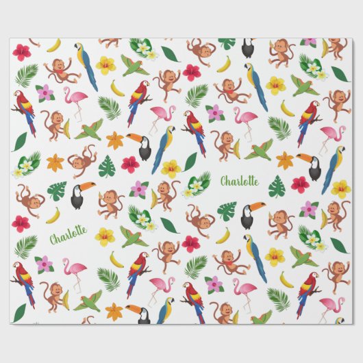 Kute apen en bananen in het Oerwoud Pattern Cadeaupapier (Vlak)