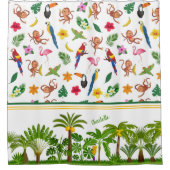 Kute apen en bananen in het Oerwoud Pattern Douchegordijn (Voorkant)