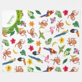Kute apen en bananen in het Oerwoud Pattern Fleece Deken (Voorkant (Horizontaal))