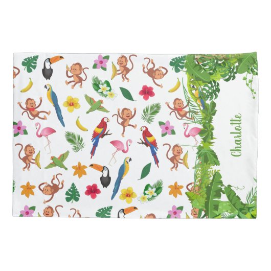 Kute apen en bananen in het Oerwoud Pattern Kussensloop (Achterkant)