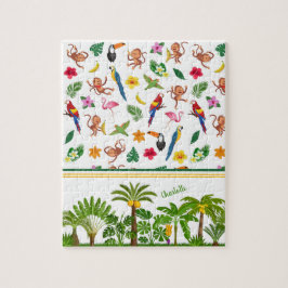 Kute apen en bananen in het Oerwoud Pattern Legpuzzel